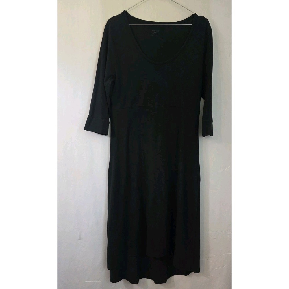 Horny Toad Long Sleeve Dress Size Medium Black Organic Cotton Blend Knit Womens
